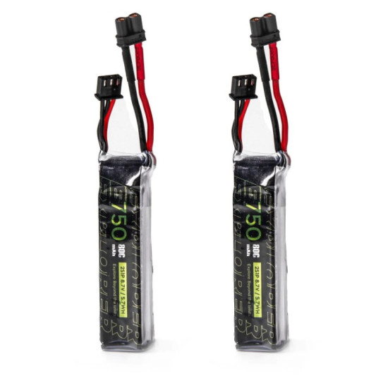 Explorer 750mAh HV 2S 80C Lipo Battery (2pcs) By Flywoo Explorer 750mAh HV 2S 80C Lipo Battery (2pcs) By Flywoo