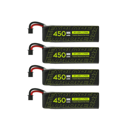Explorer 1S 450mAh HV V2 A30 Plug Lipo Battery (4pcs) By Flywoo Explorer 1S 450mAh HV V2 A30 Plug Lipo Battery (4pcs) By Flywoo