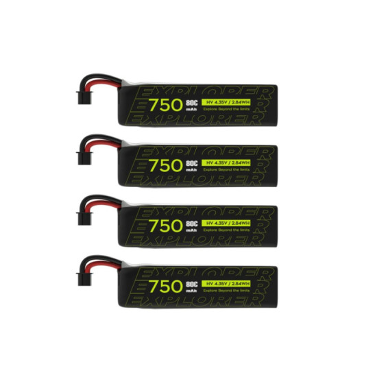 Explorer 1S 750mAh HV V2 A30 Plug Lipo Battery (4pcs) By Flywoo Explorer 1S 750mAh HV V2 A30 Plug Lipo Battery (4pcs) By Flywoo