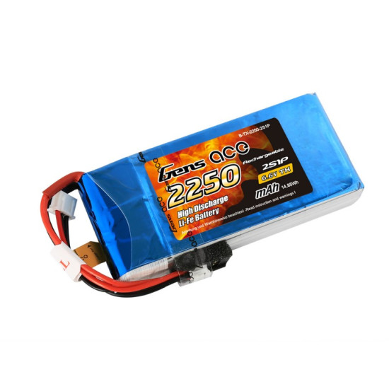 Gens Ace 2250mAh 6.6V 2S1P Li-Fe Battery for Futaba Remotes