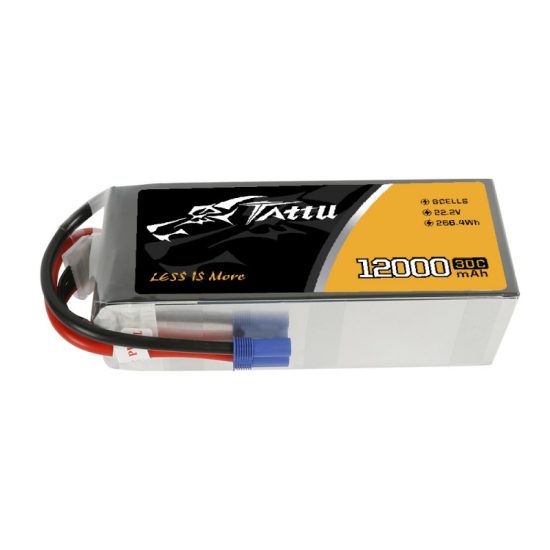 GensAce Tattu 12000 mAh 22.2V 30C 6S1P Lipo Battery EC5 GensAce Tattu 12000 mAh 22.2V 30C 6S1P Lipo Battery EC5
