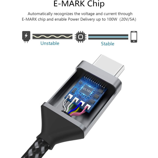 USB Type C to C 100W 20V/5A PD Fast Charging Cable 1m USB Type C to C 100W 20V/5A PD Fast Charging Cable 1m