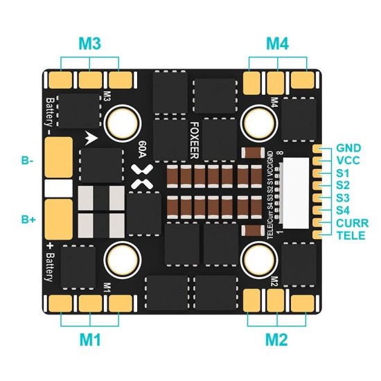 Reaper F4 Slim Mini 128k 4in1 BL32 60A ESC By Foxeer Reaper F4 Slim Mini 128k 4in1 BL32 60A ESC By Foxeer