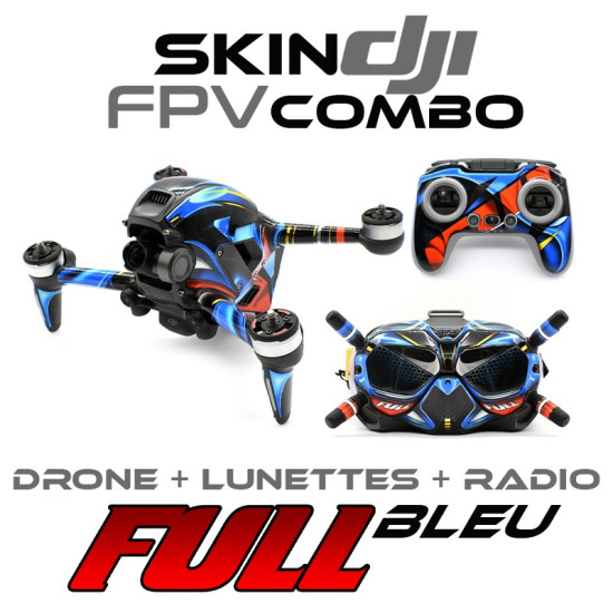 Skin DJI FPV combo - Full Bleu - Drone + Goggles + Transmitter