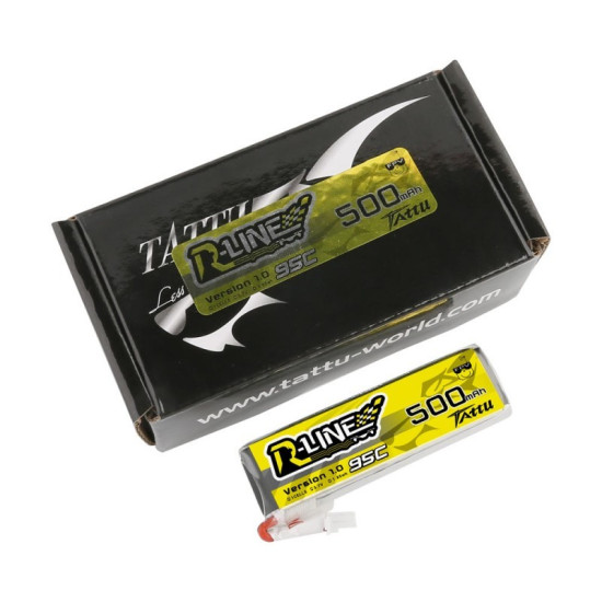 Tattu R-Line 1S 500mAh 95C Lipo Battery (JST-PHR)